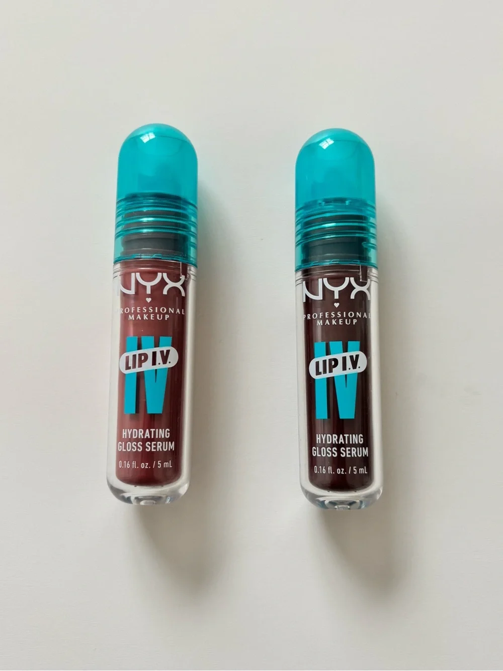 NYX Lip IV Hydrating Gloss Stain Set in shades drippin in rose & mocha me wet